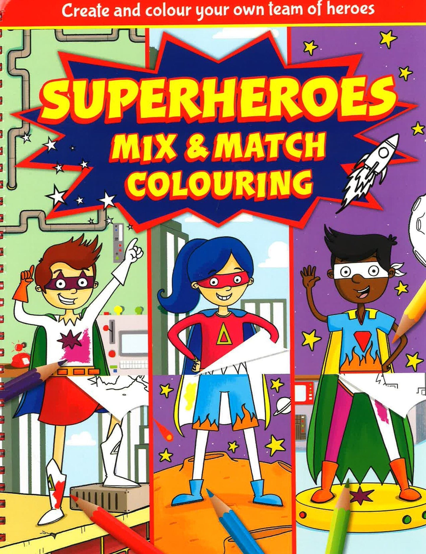 Superheroes Mix and Match Colouring