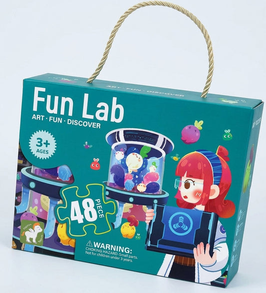 بازل المختبر العجيب 48 قطعة مع مقبض للحمل - Fun Lab Kids Puzzle