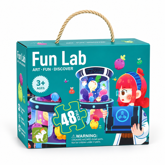 بازل المختبر العجيب 48 قطعة مع مقبض للحمل - Fun Lab Kids Puzzle