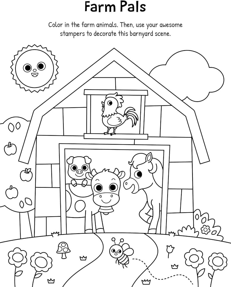Fun on the Farm Coloring Set: with Double-Ended Stamp Markers