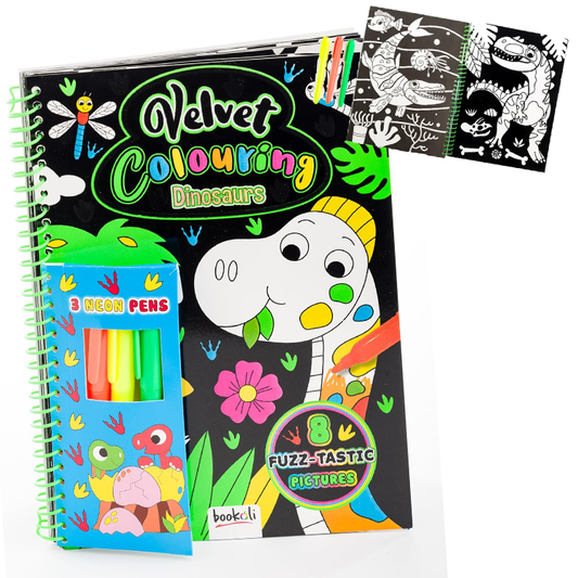 Fabulous Dinosaurs Velvet Colouring Set
