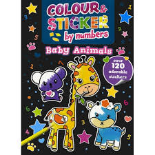 Colour & Sticker By Numbers : Baby animal